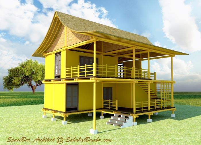 Desain bangunan bambu